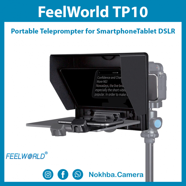 FEELWORLD TP10 Portable 10" Folding Teleprompter Up 11" Phone Tablet Prompter for Phone DSLR Shoot